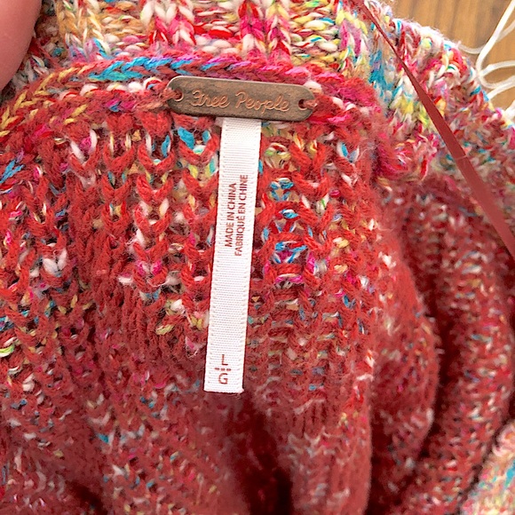 Free People Cable Knit Oversized Sweater Size Large Multicolored - Picture 8 of 9